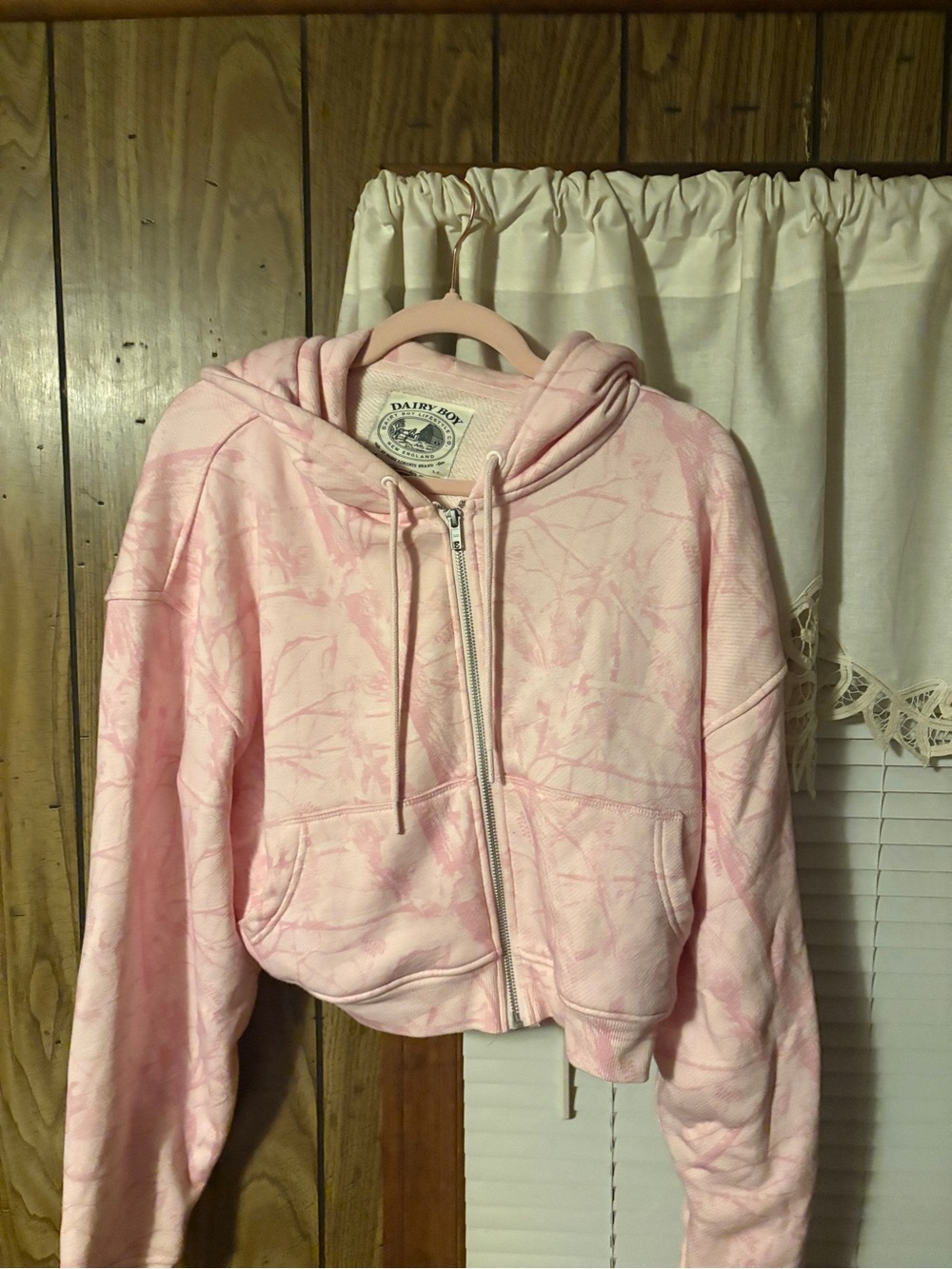 Dairy Boy Pink Camo Cropped Zip up Hoodie